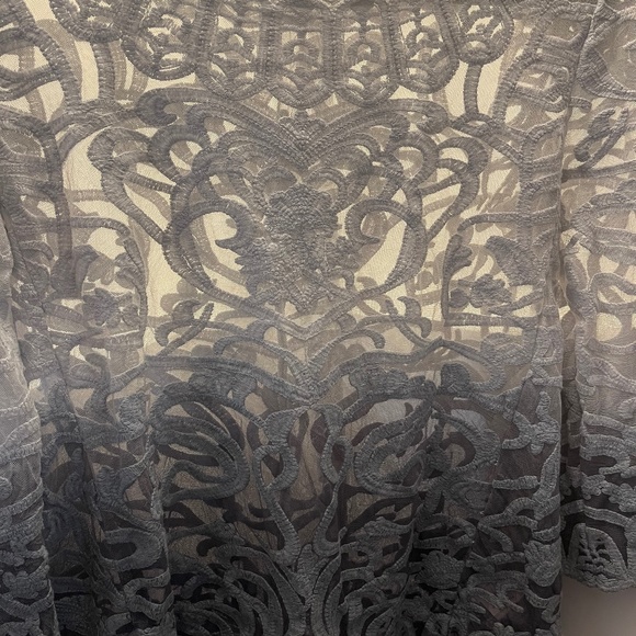 Meadow Rue Anthropologie Blue-Grey Sheer Ombré Lace Top EUC - Picture 4 of 8